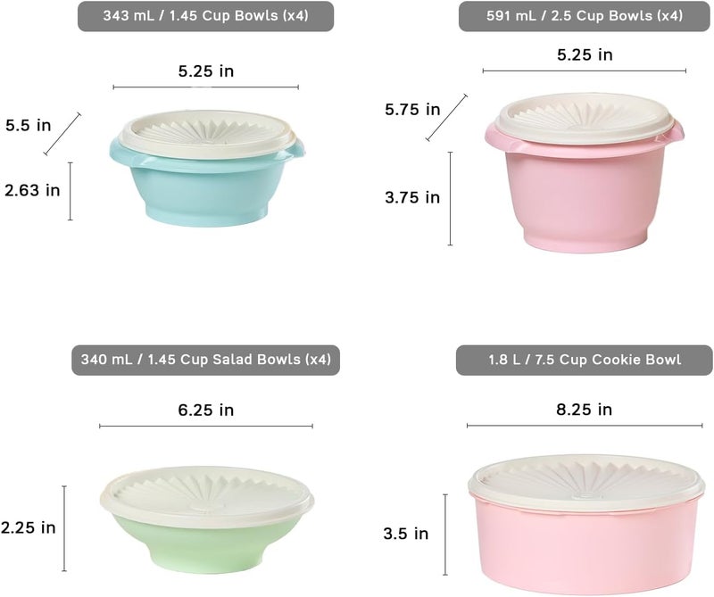 Tupperware Heritage Collection 36 Piece Food Storage Container Set in Vintage Colors- Dishwasher Safe & BPA Free - (18 containers + 18 lids) - Image 3